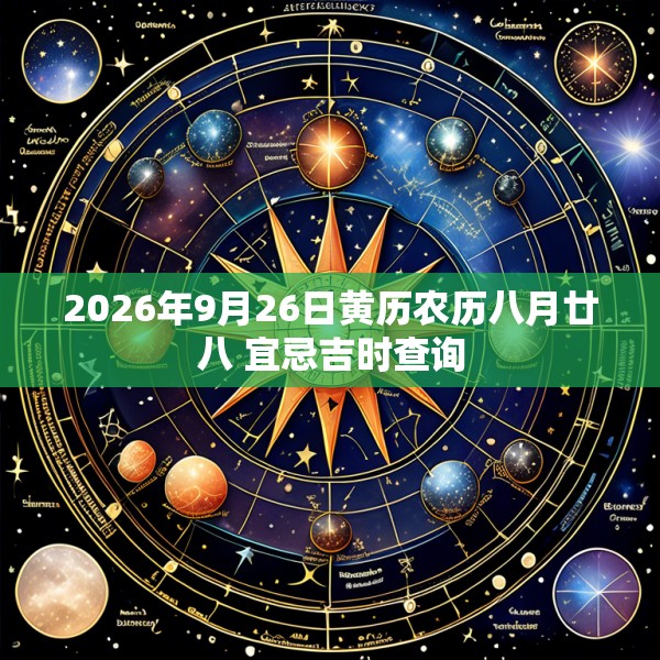 2026年9月26日黄历农历八月廿八 宜忌吉时查询