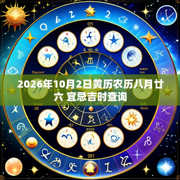 2026年10月2日黄历农历八月廿六 宜忌吉时查询