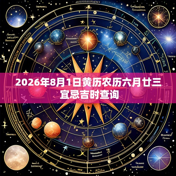 2026年8月1日黄历农历六月廿三 宜忌吉时查询