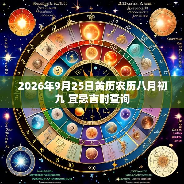 2026年9月25日黄历农历八月初九 宜忌吉时查询