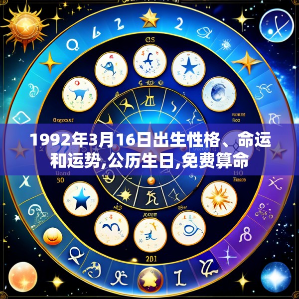 1992年3月16日出生性格、命运和运势,公历生日,免费算命