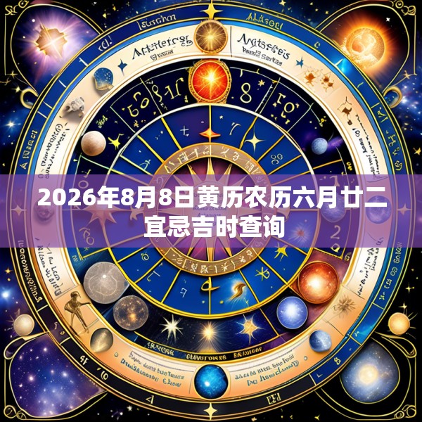 2026年8月8日黄历农历六月廿二 宜忌吉时查询