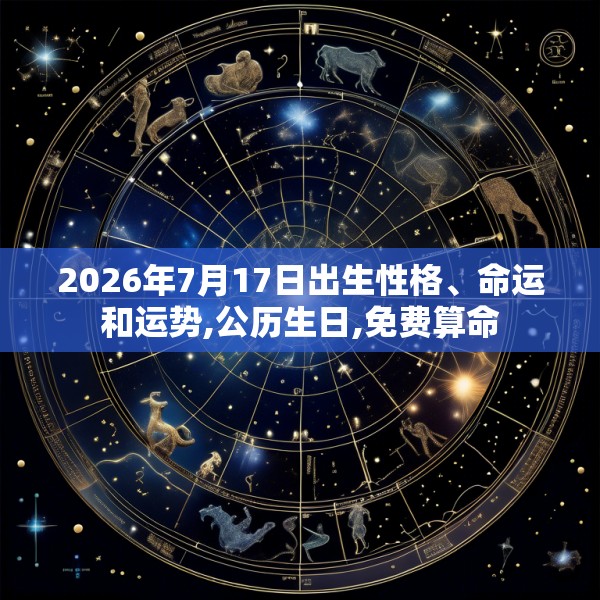 2026年7月17日出生性格、命运和运势,公历生日,免费算命