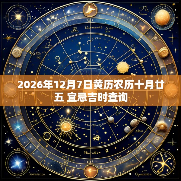 2026年12月7日黄历农历十月廿五 宜忌吉时查询
