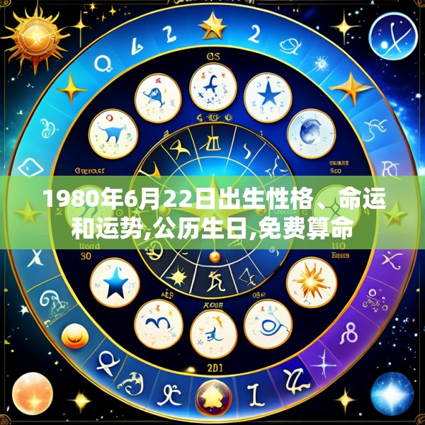 1980年6月22日出生性格、命运和运势,公历生日,免费算命