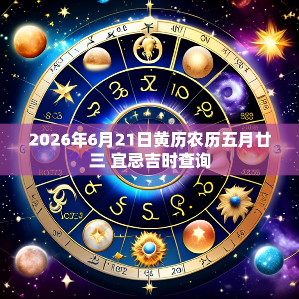 2026年6月21日黄历农历五月廿三 宜忌吉时查询