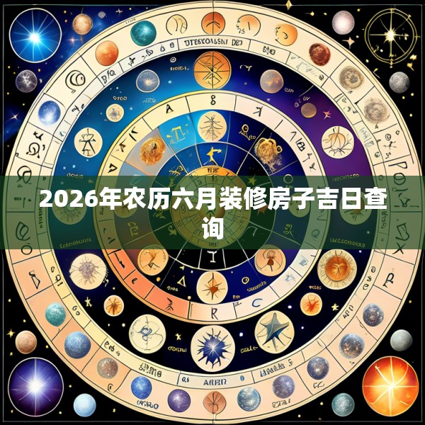 2026年农历六月装修房子吉日查询