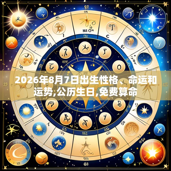 2026年8月7日出生性格、命运和运势,公历生日,免费算命