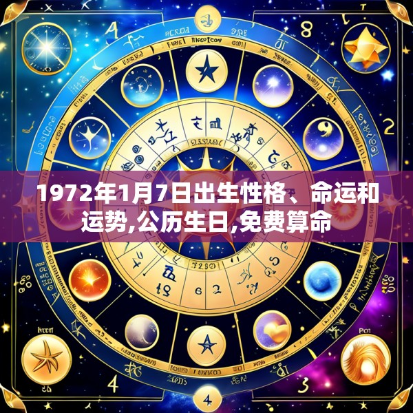 1972年1月7日出生性格、命运和运势,公历生日,免费算命