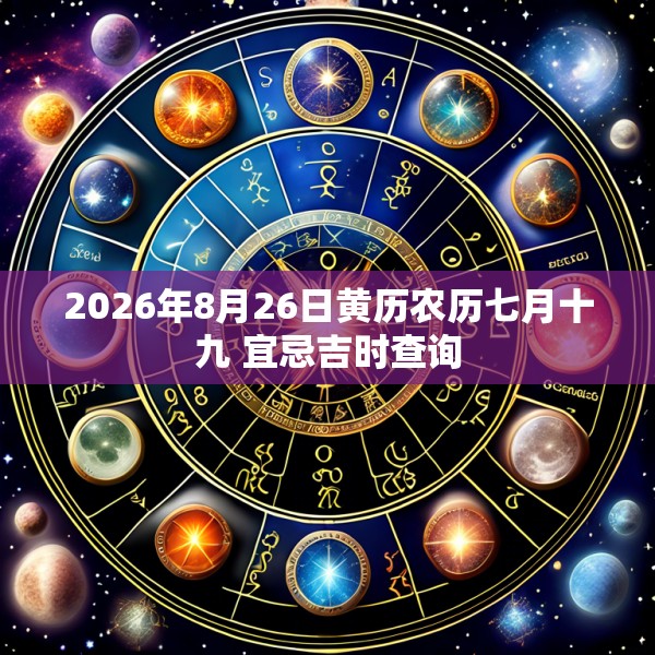 2026年8月26日黄历农历七月十九 宜忌吉时查询