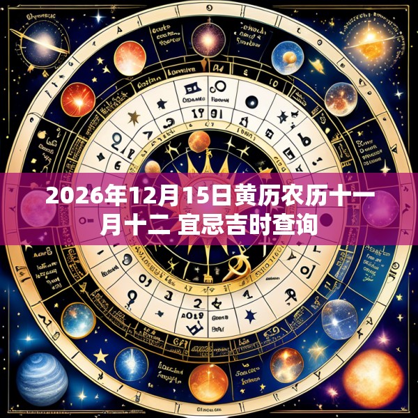 2026年12月15日黄历农历十一月十二 宜忌吉时查询