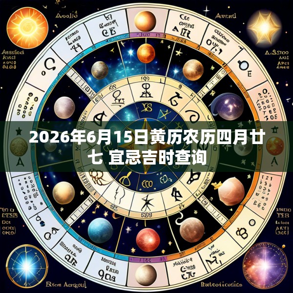 2026年6月15日黄历农历四月廿七 宜忌吉时查询