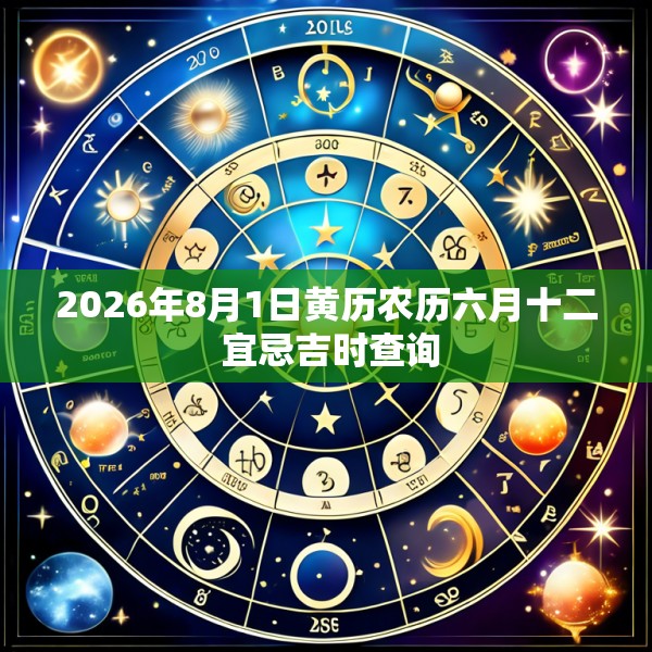 2026年8月1日黄历农历六月十二 宜忌吉时查询