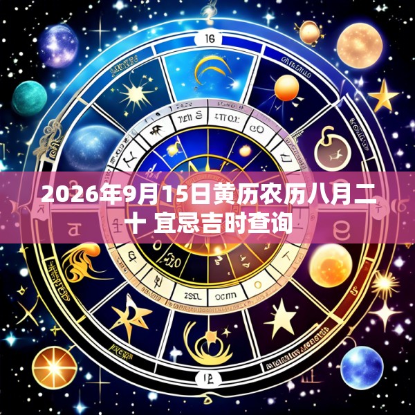 2026年9月15日黄历农历八月二十 宜忌吉时查询