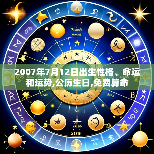 2007年7月12日出生性格、命运和运势,公历生日,免费算命