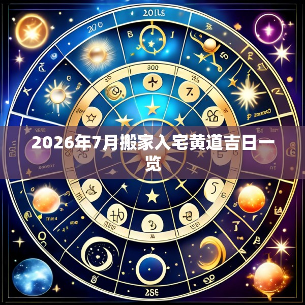 2026年7月搬家入宅黄道吉日一览