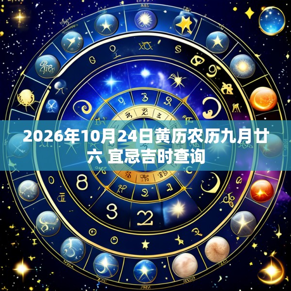 2026年10月24日黄历农历九月廿六 宜忌吉时查询