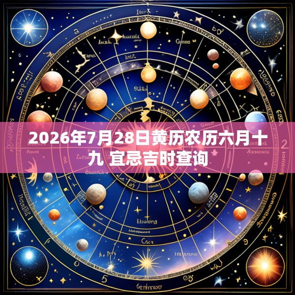 2026年7月28日黄历农历六月十九 宜忌吉时查询
