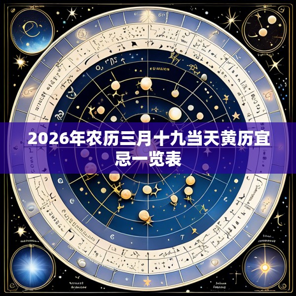 2026年农历三月十九当天黄历宜忌一览表