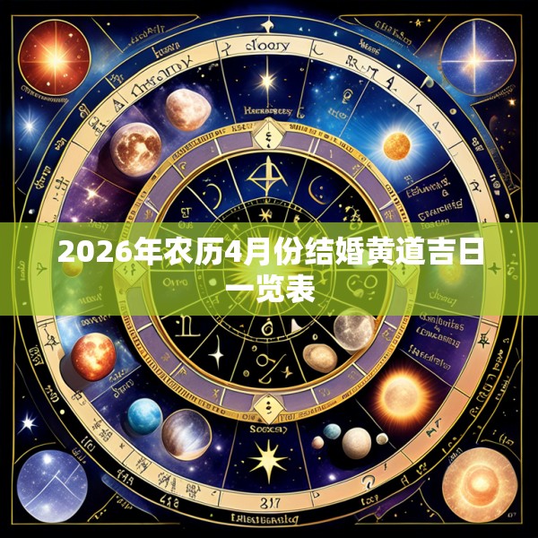 2026年农历4月份结婚黄道吉日一览表