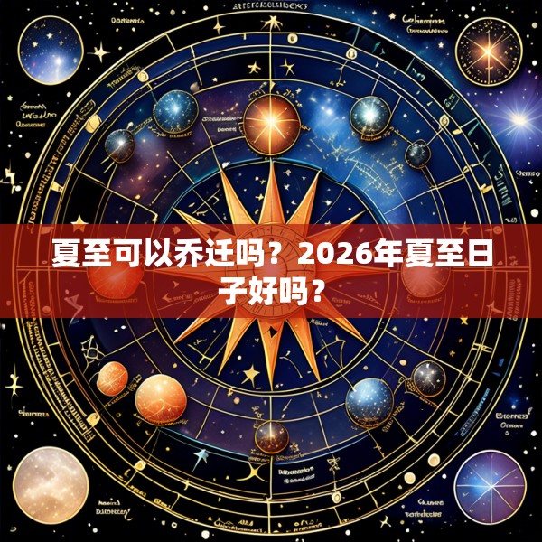 夏至可以乔迁吗？2026年夏至日子好吗？
