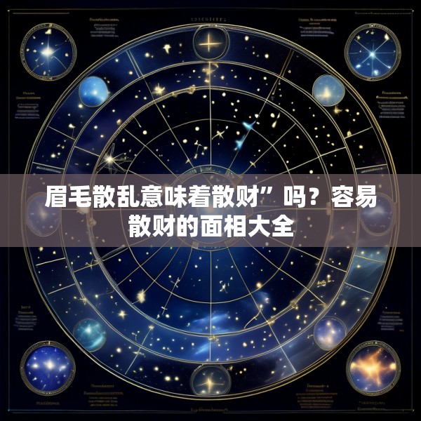 眉毛散乱意味着散财”吗？容易散财的面相大全