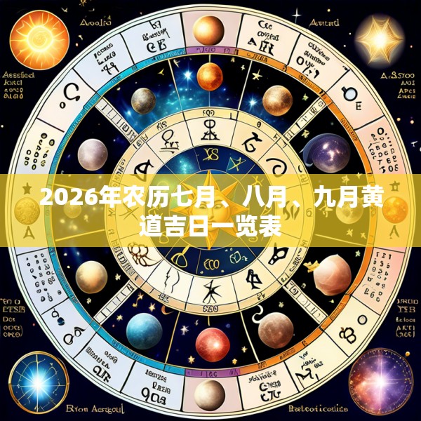 2026年农历七月、八月、九月黄道吉日一览表
