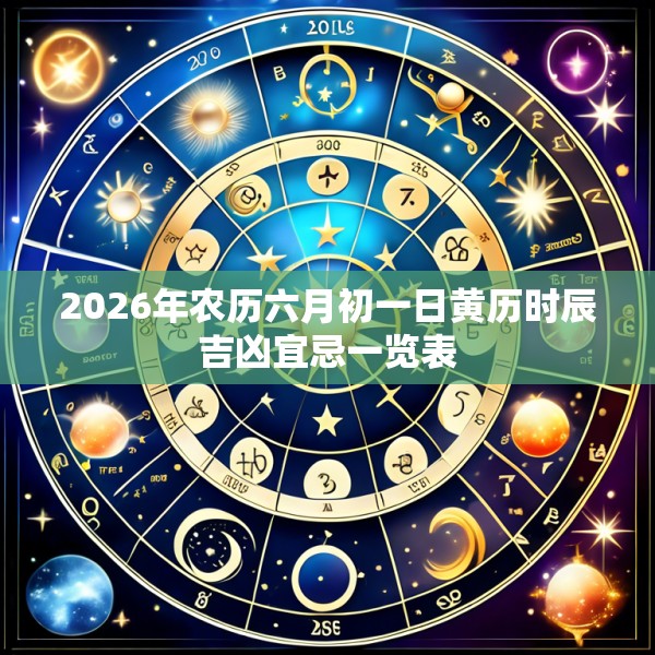 2026年农历六月初一日黄历时辰吉凶宜忌一览表