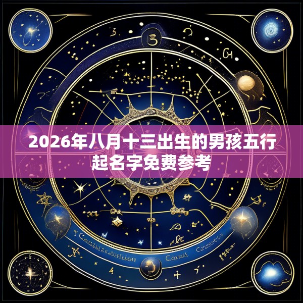 2026年八月十三出生的男孩五行起名字免费参考