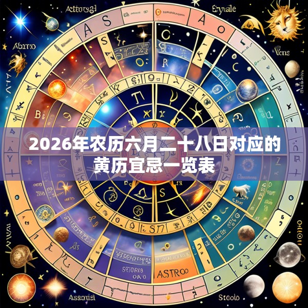 2026年农历六月二十八日对应的黄历宜忌一览表