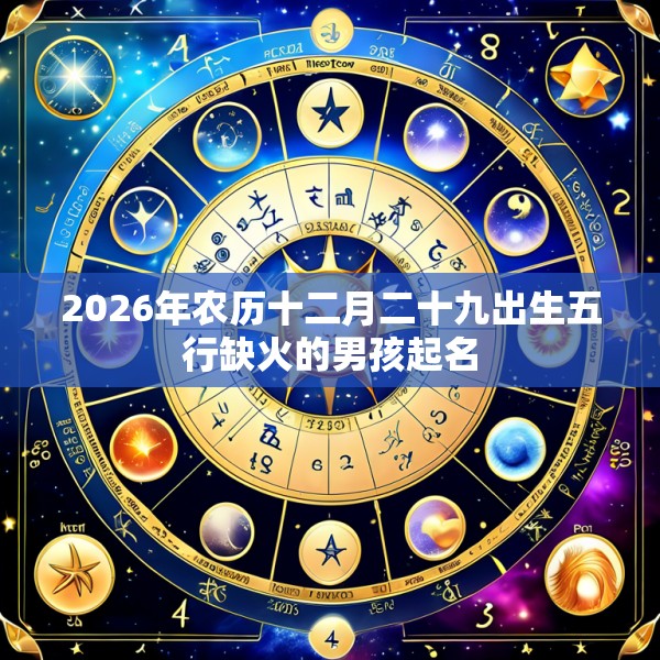 2026年农历十二月二十九出生五行缺火的男孩起名