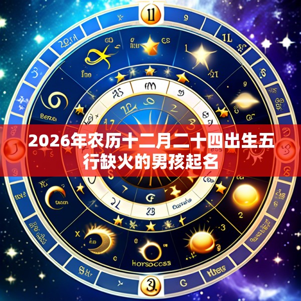 2026年农历十二月二十四出生五行缺火的男孩起名