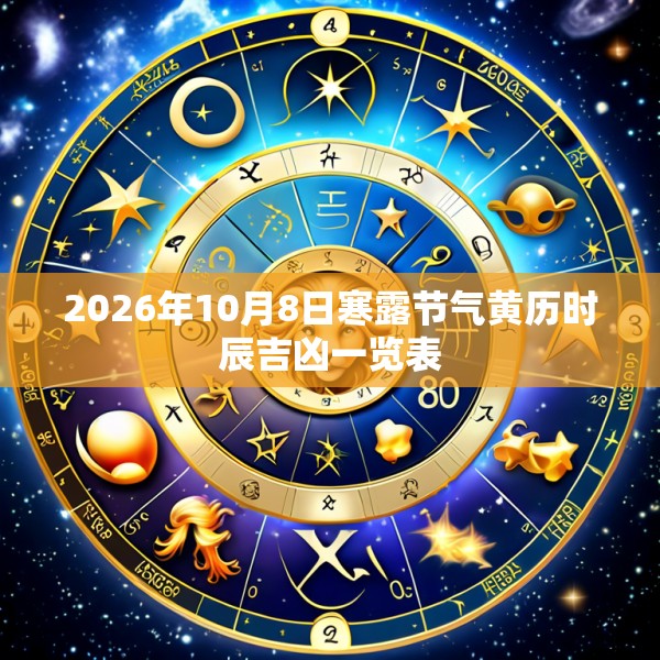 2026年10月8日寒露节气黄历时辰吉凶一览表
