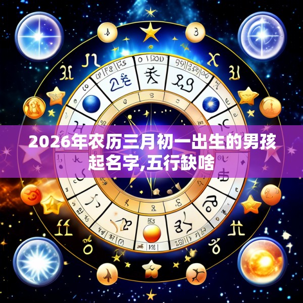 2026年农历三月初一出生的男孩起名字,五行缺啥