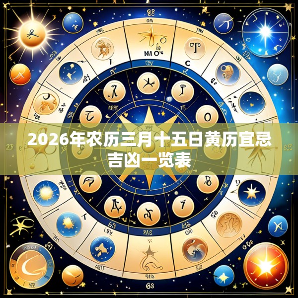 2026年农历三月十五日黄历宜忌吉凶一览表