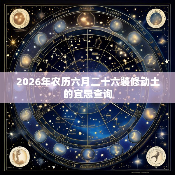 2026年农历六月二十六装修动土的宜忌查询