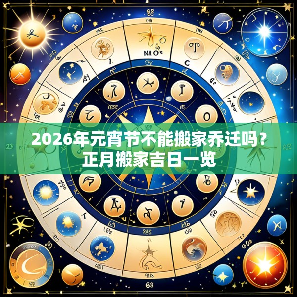 2026年元宵节不能搬家乔迁吗？正月搬家吉日一览