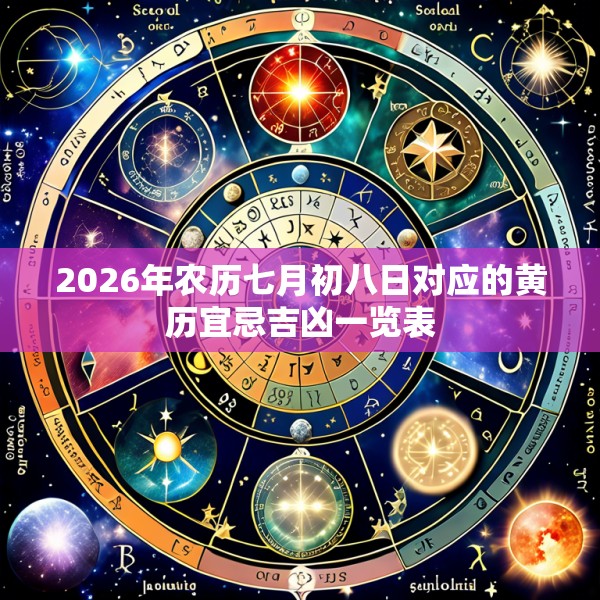 2026年农历七月初八日对应的黄历宜忌吉凶一览表