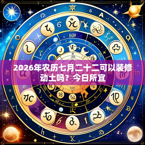 2026年农历七月二十二可以装修动土吗?今日所宜