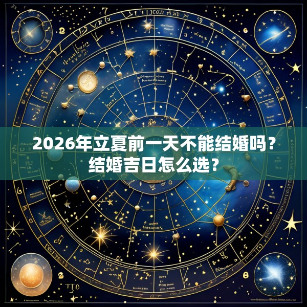 2026年立夏前一天不能结婚吗？结婚吉日怎么选？