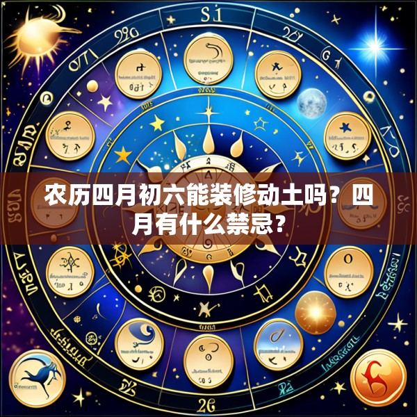 农历四月初六能装修动土吗？四月有什么禁忌？