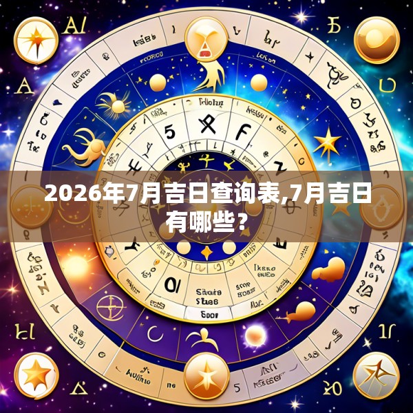 2026年7月吉日查询表,7月吉日有哪些？