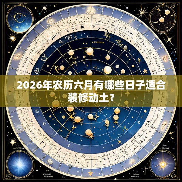 2026年农历六月有哪些日子适合装修动土?