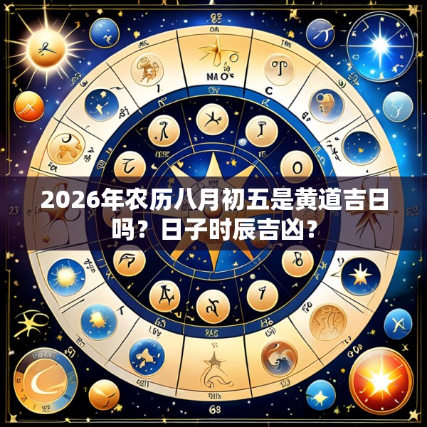 2026年农历八月初五是黄道吉日吗？日子时辰吉凶？