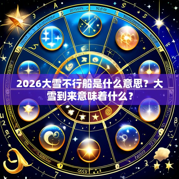 2026大雪不行船是什么意思？大雪到来意味着什么？