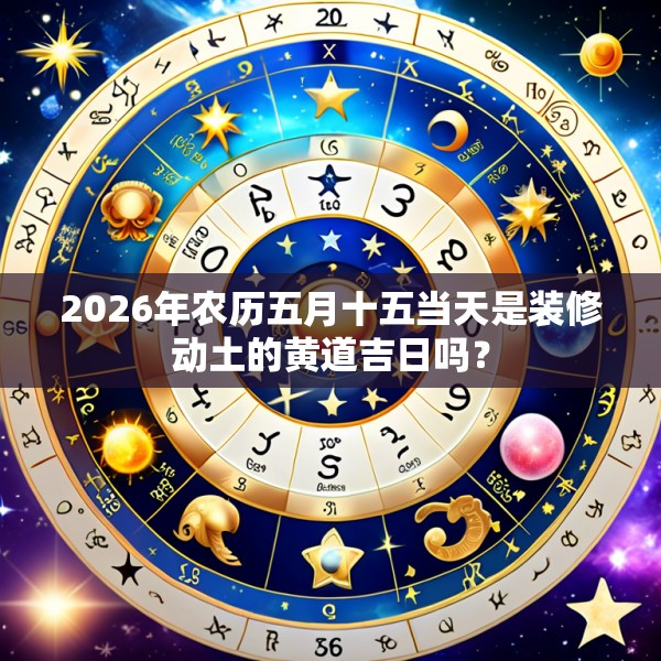 2026年农历五月十五当天是装修动土的黄道吉日吗?