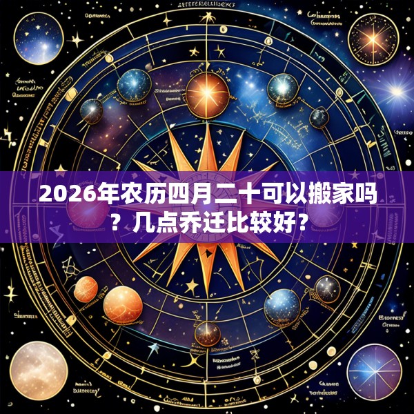 2026年农历四月二十可以搬家吗？几点乔迁比较好？
