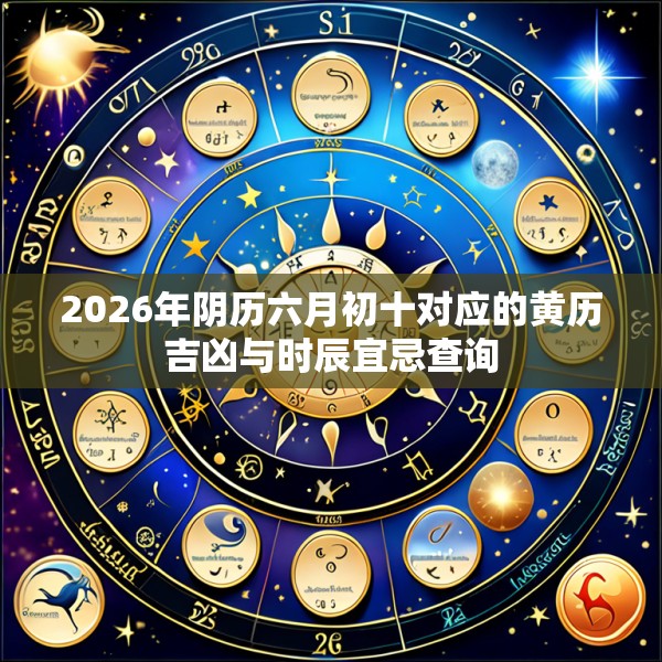2026年阴历六月初十对应的黄历吉凶与时辰宜忌查询