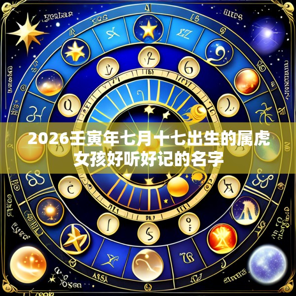 2026壬寅年七月十七出生的属虎女孩好听好记的名字