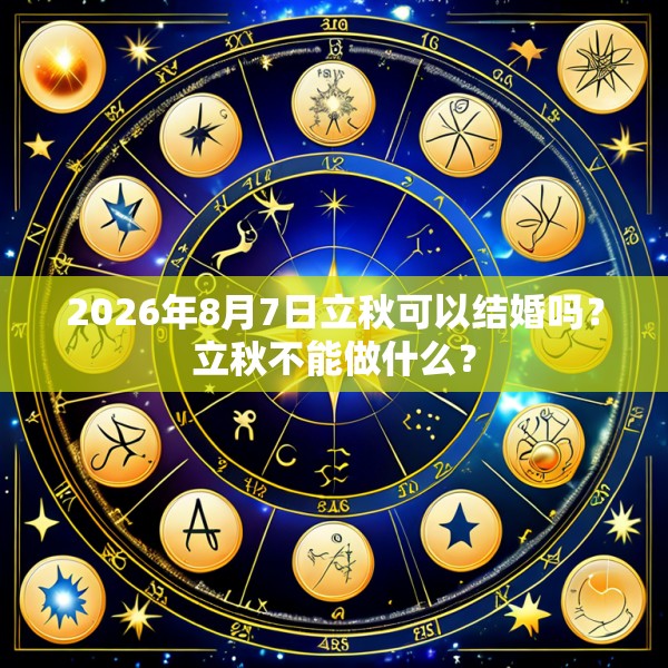2026年8月7日立秋可以结婚吗？立秋不能做什么？